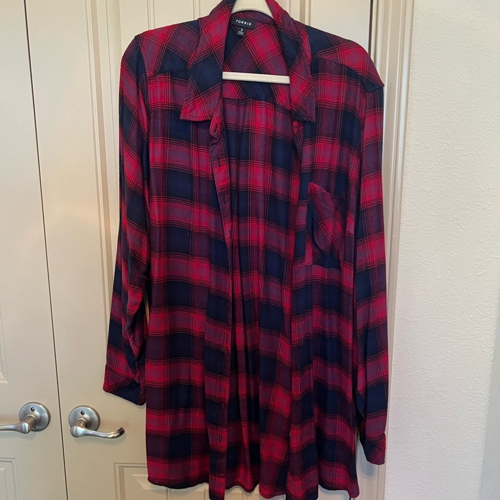 Torrid Red and Navy Plaid Blazer